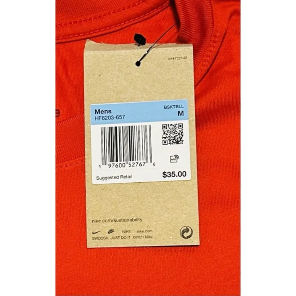 The Nike Tee JUST DO IT Basketball Dri-Fit Red Shirt Men's Medium HF6203-657 NWT
